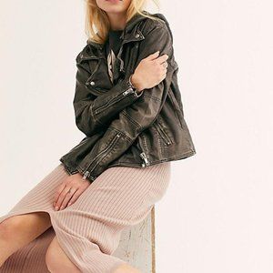 Free people Just Friends Vegan Moto Jacket Faux Le